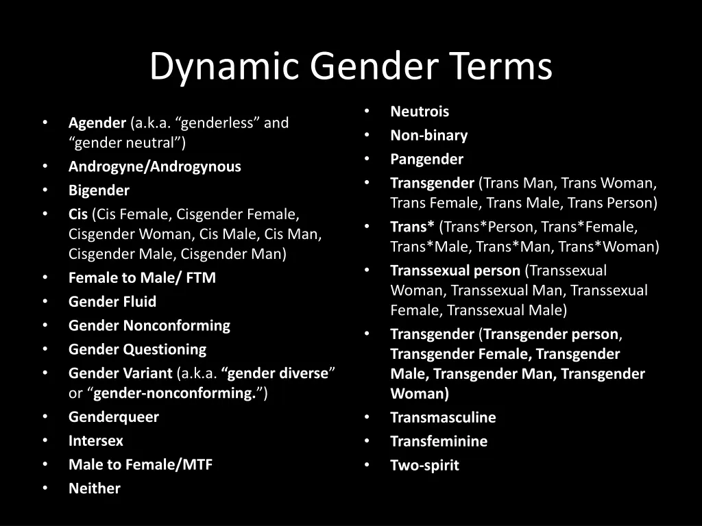 dynamic gender terms