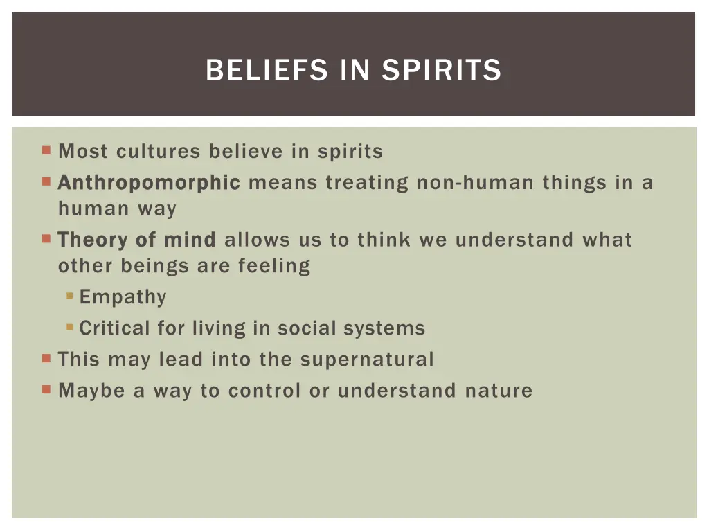 beliefs in spirits