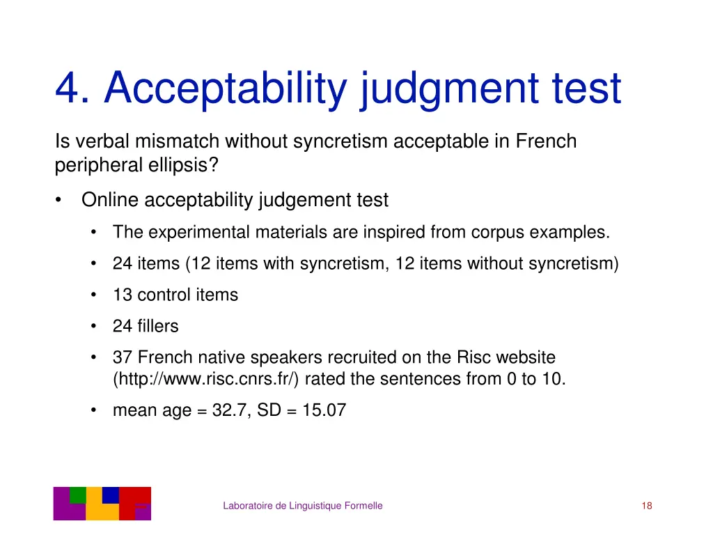 4 acceptability judgment test