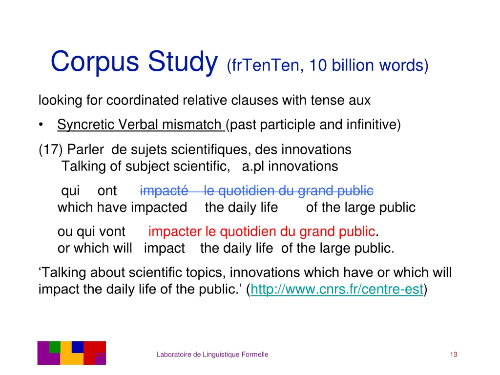 corpus study frtenten 10 billion words