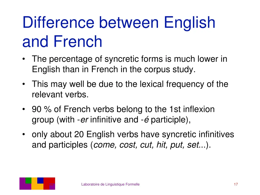 difference between english and french