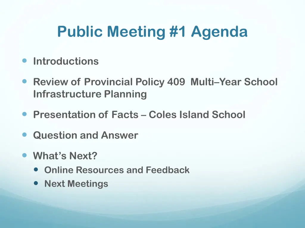 public meeting 1 agenda