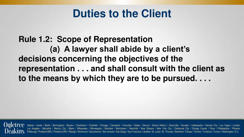 duties to the client