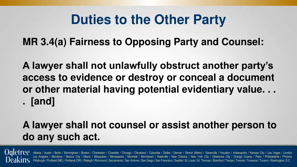 duties to the other party