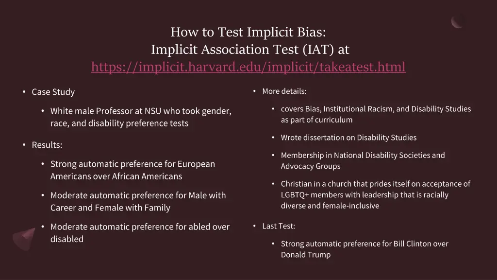 how to test implicit bias implicit association