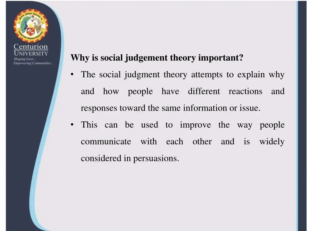 why is social judgement theory important