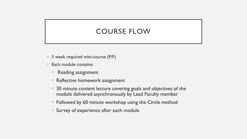 course flow