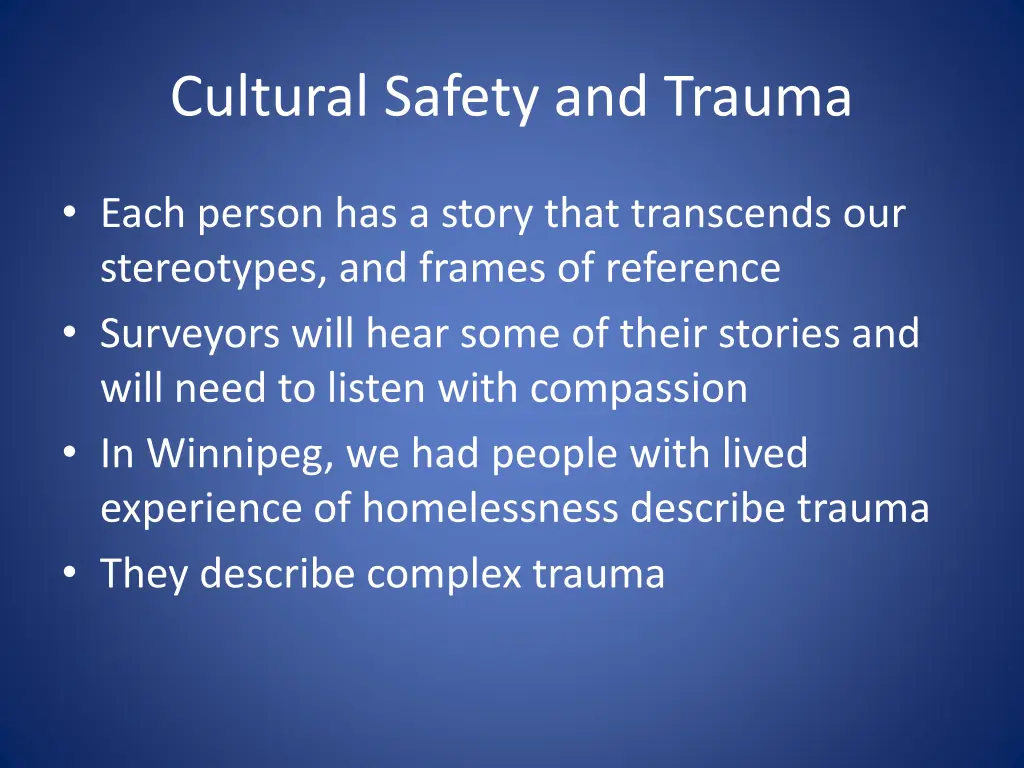 cultural safety and trauma