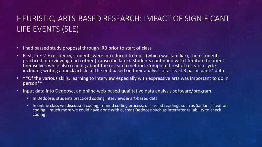 heuristic arts based research impact