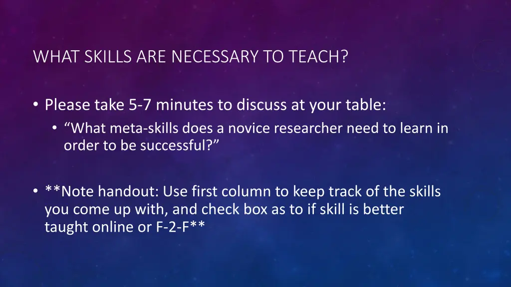 what skills are necessary to teach