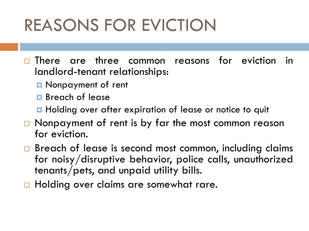 reasons for eviction