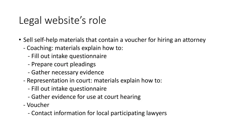 legal website s role