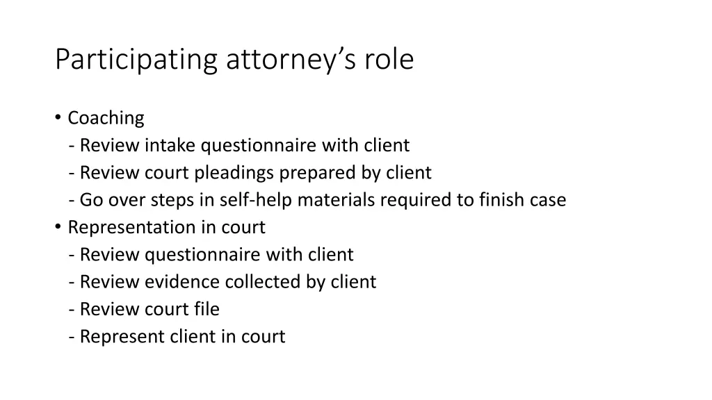 participating attorney s role