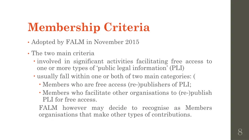 membership criteria