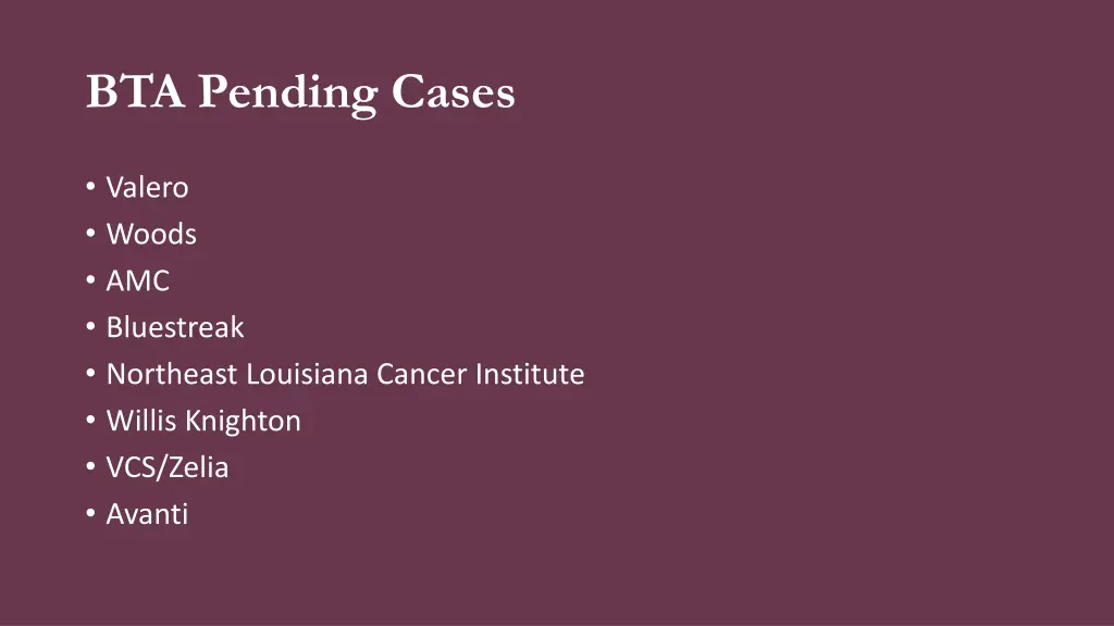 bta pending cases