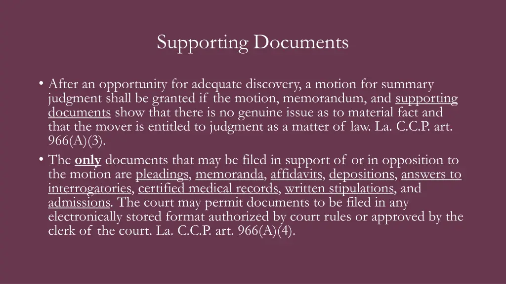 supporting documents