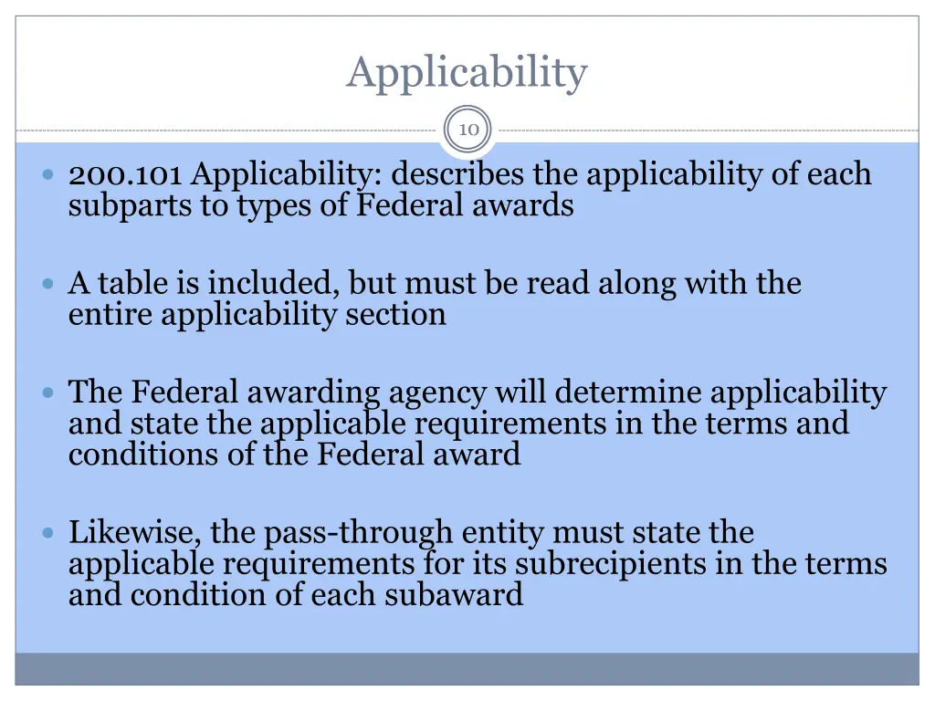 applicability