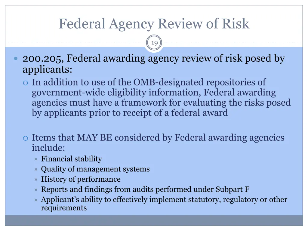 federal agency review of risk