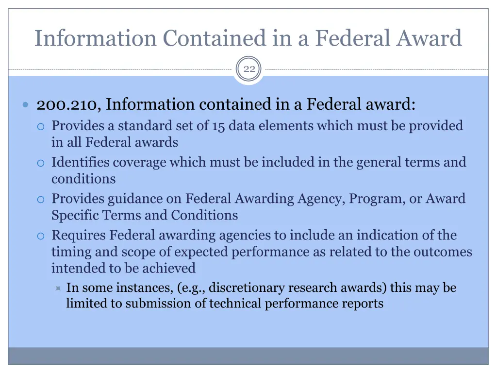 information contained in a federal award