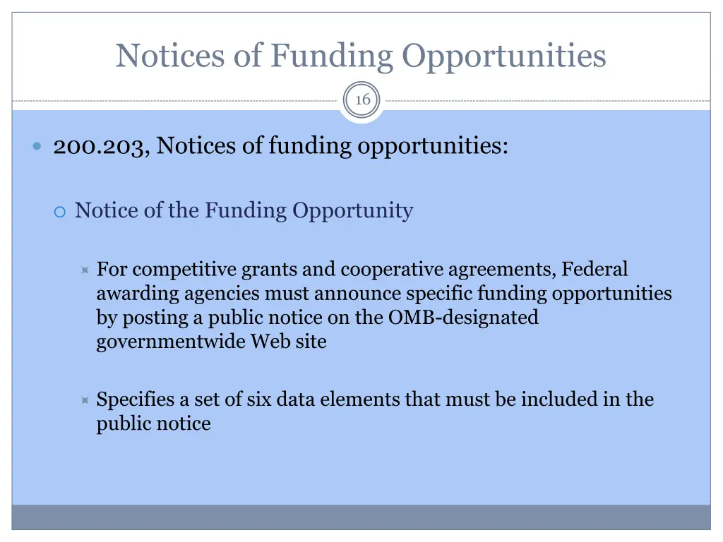 notices of funding opportunities