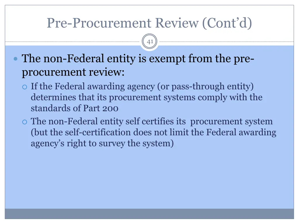 pre procurement review cont d