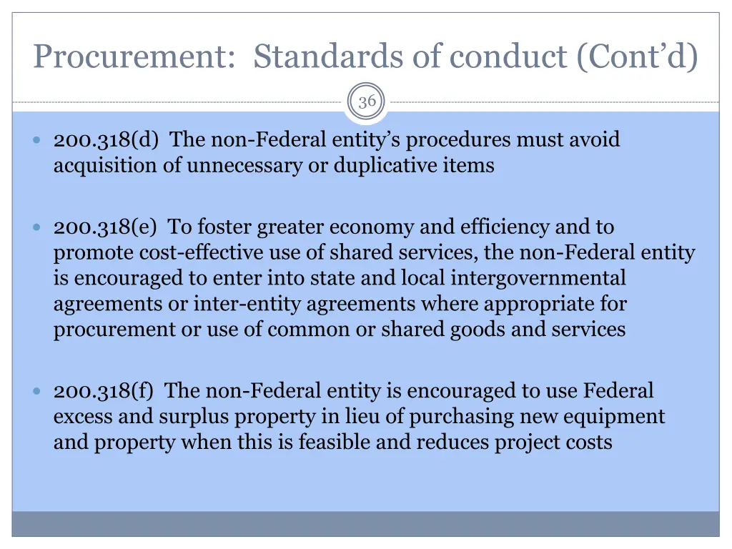 procurement standards of conduct cont d