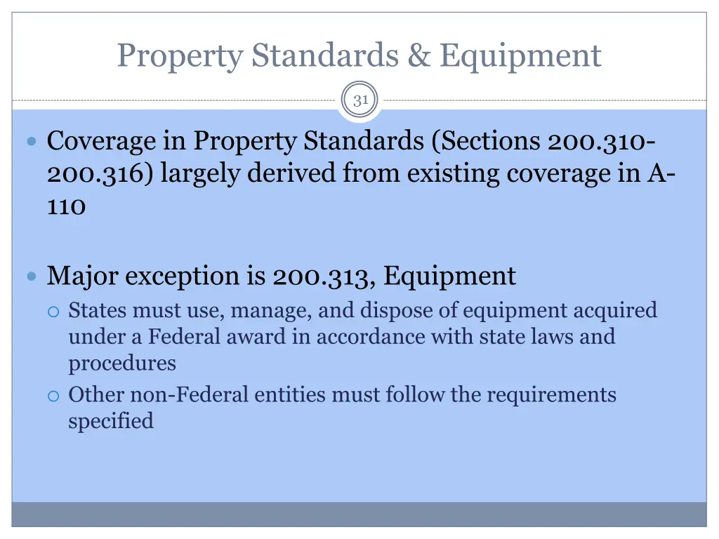 property standards equipment