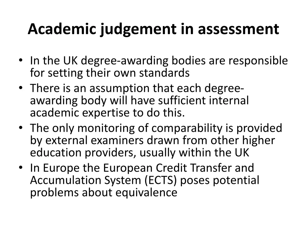 academic judgement in assessment