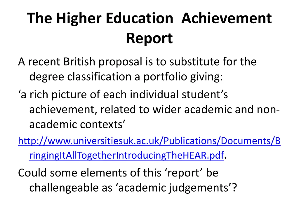 the higher education achievement report