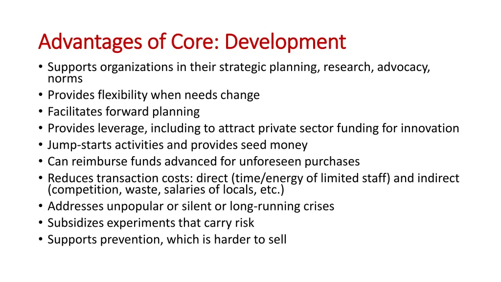 advantages of core development advantages of core