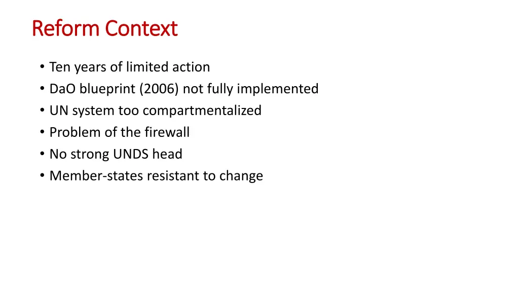 reform context reform context