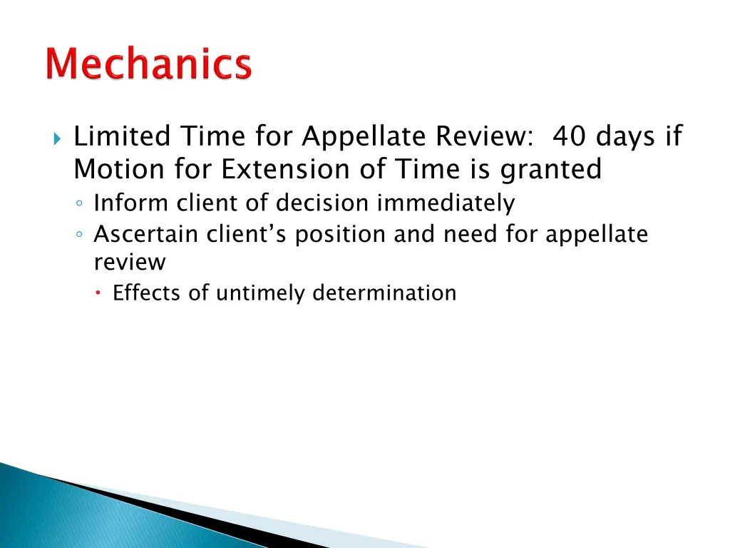 limited time for appellate review 40 days