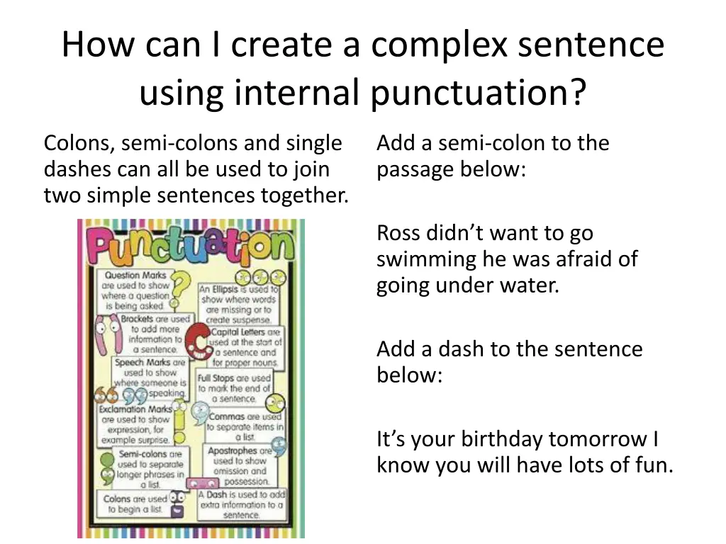 how can i create a complex sentence using 1