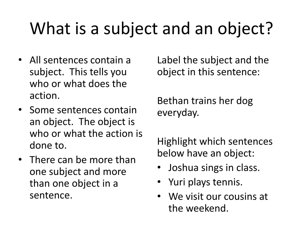 what is a subject and an object