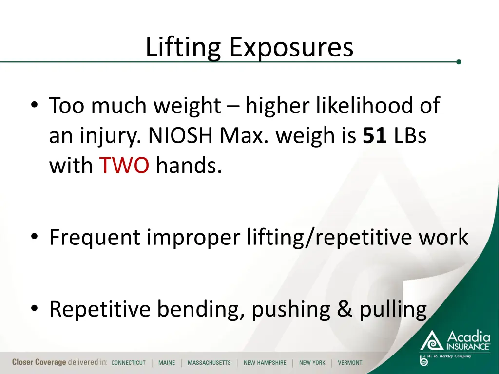 lifting exposures