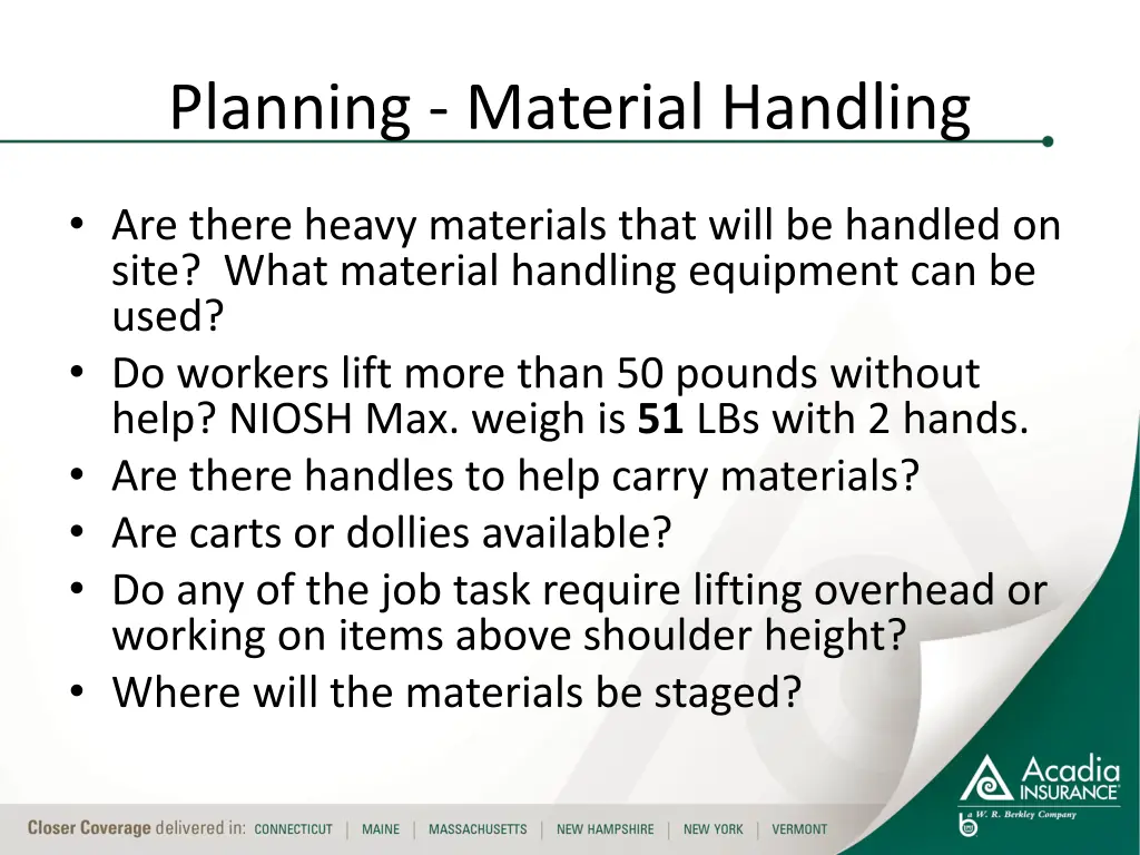 planning material handling