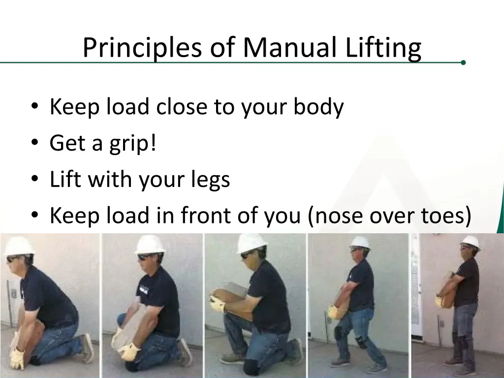 principles of manual lifting