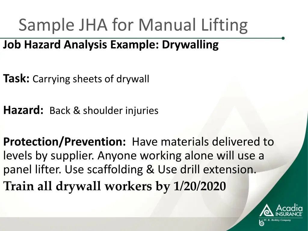 sample jha for manual lifting job hazard analysis