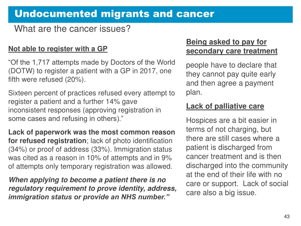 undocumented migrants and cancer what