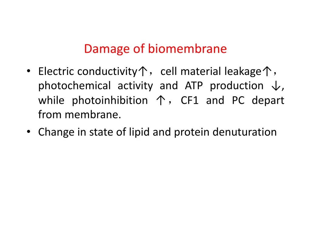 damage of biomembrane