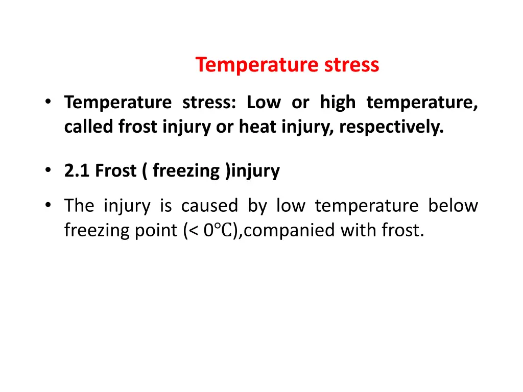 temperature stress