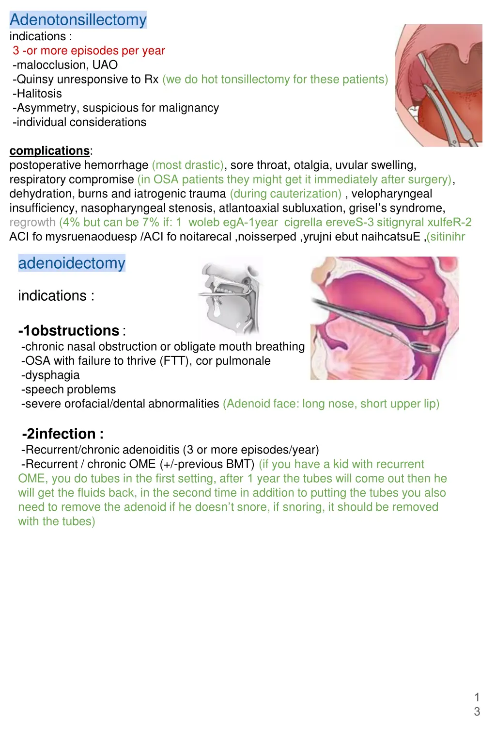 adenotonsillectomy indications 3 or more episodes