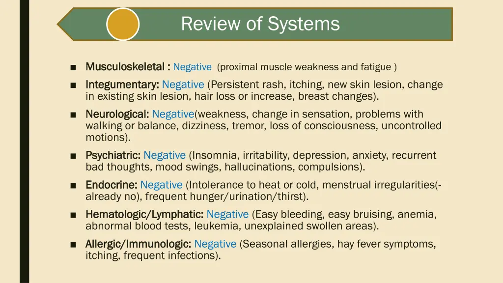 review of systems 1