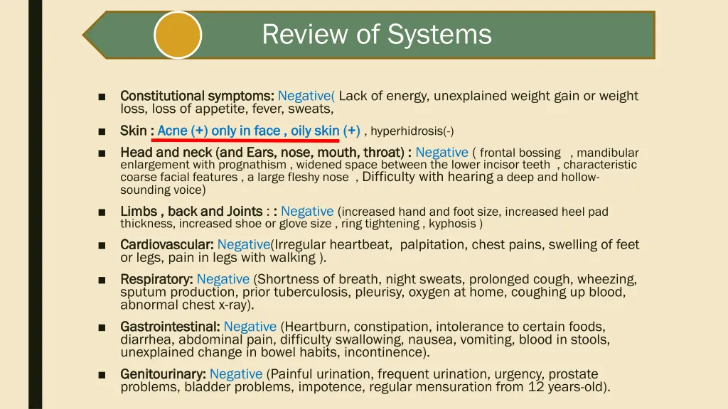 review of systems