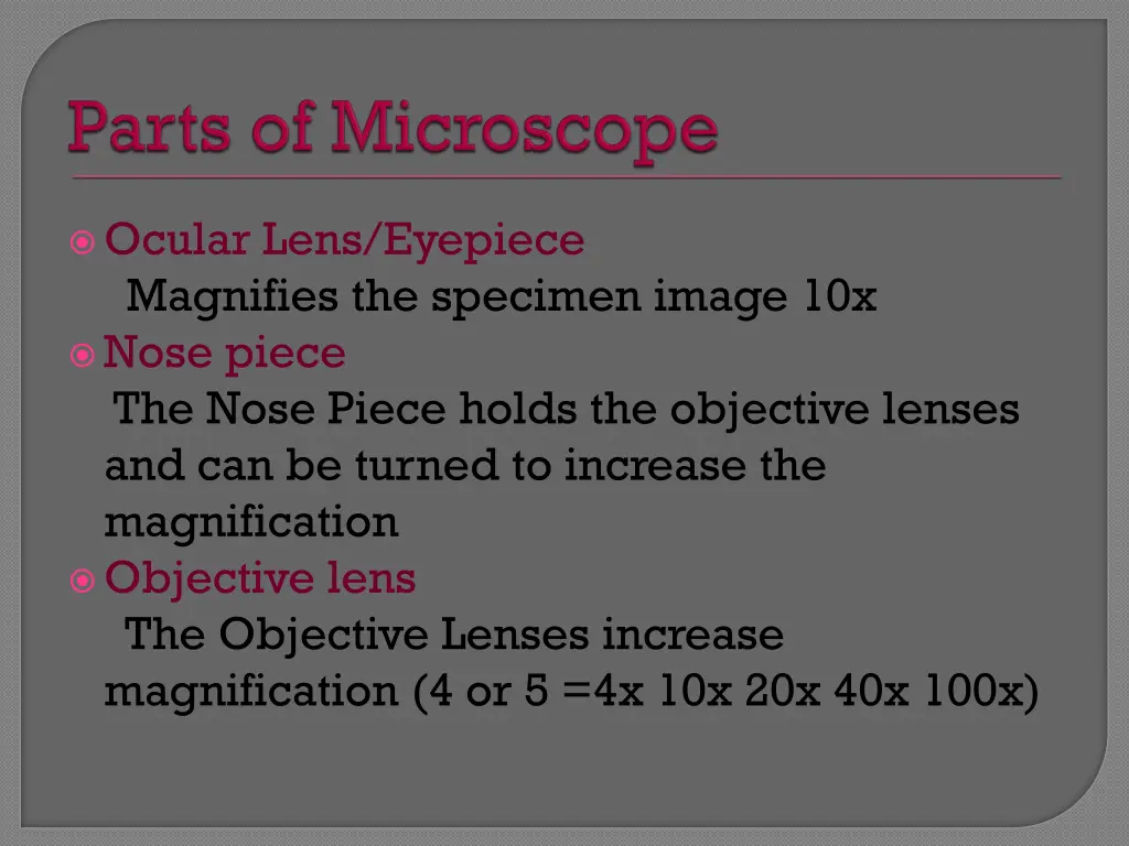 ocular lens eyepiece magnifies the specimen image