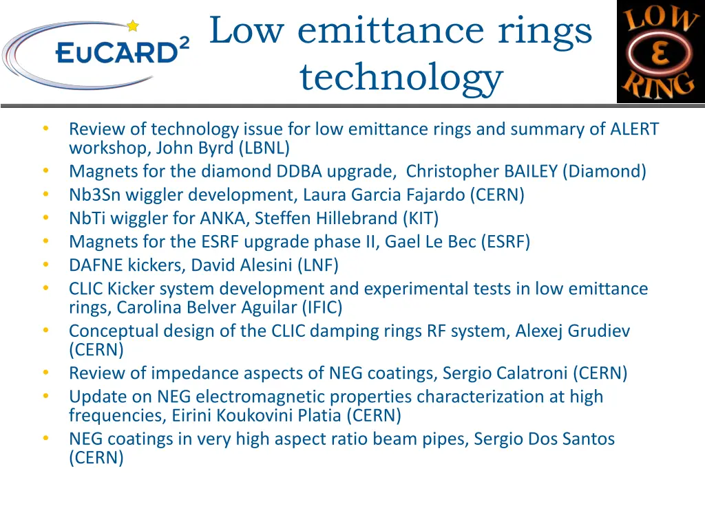 low emittance rings technology 1