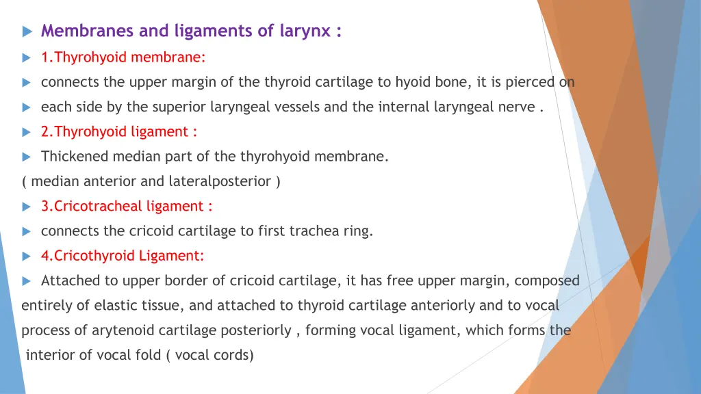 membranes and ligaments of larynx