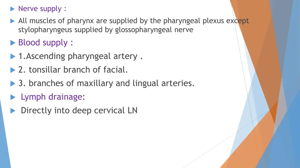 nerve supply