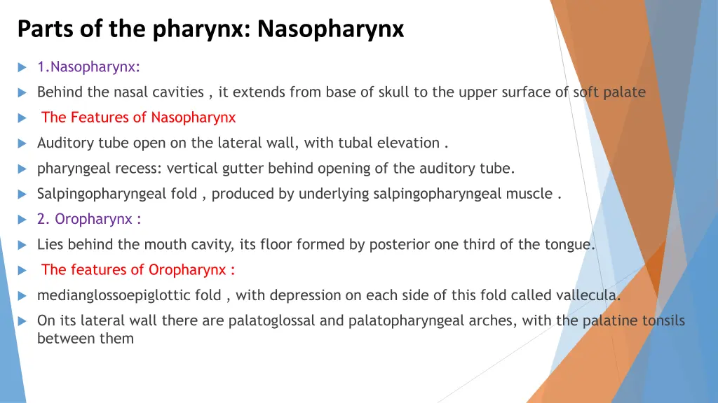 parts of the pharynx nasopharynx