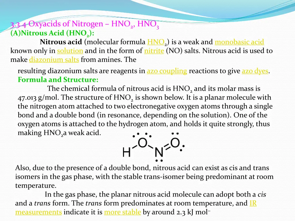 3 3 4 oxyacids of nitrogen hno 2 hno 3 a nitrous